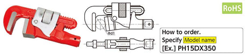 Tohnichi 22D PH22DX350 PH Pipe Wrench Interchangeable Head